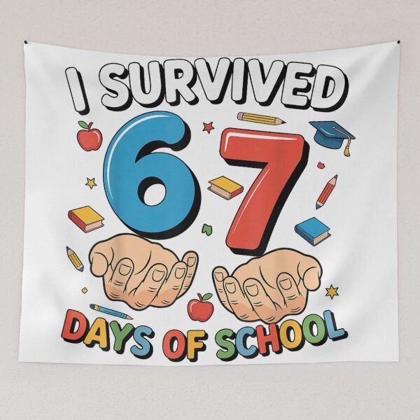 Item preview, I Survived 67 Days of School Funny Student Milestone Achievement Graphic designed and sold by Gargamal.