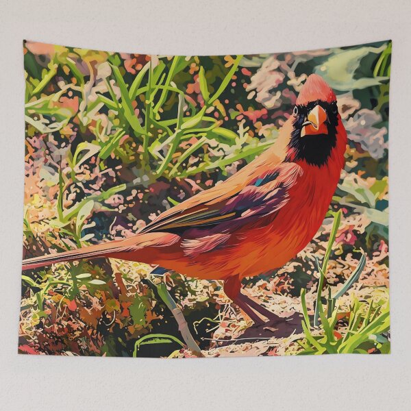 Item preview, Red Cardinal in Yard designed and sold by tomorrowsart.