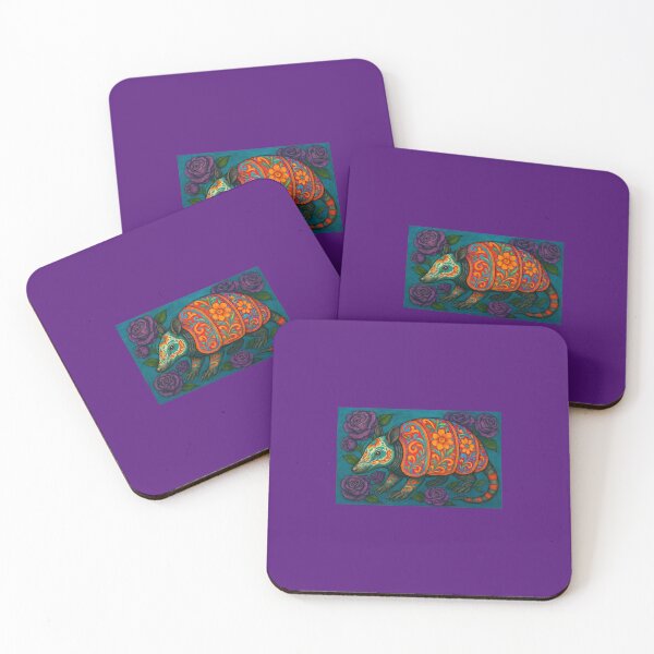 Item preview, Colorful Dia de los Muertos armadillo - Folk Art Armadillo Design designed and sold by Beach-Raven Designs.