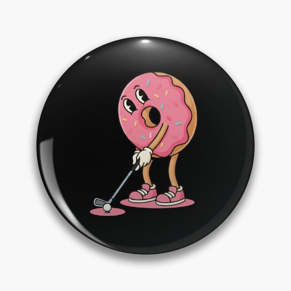 Item preview, Cute Donut Golf Player – Pink Icing Cartoon Donut Character Playing Golf designed and sold by LashondaGreen89.