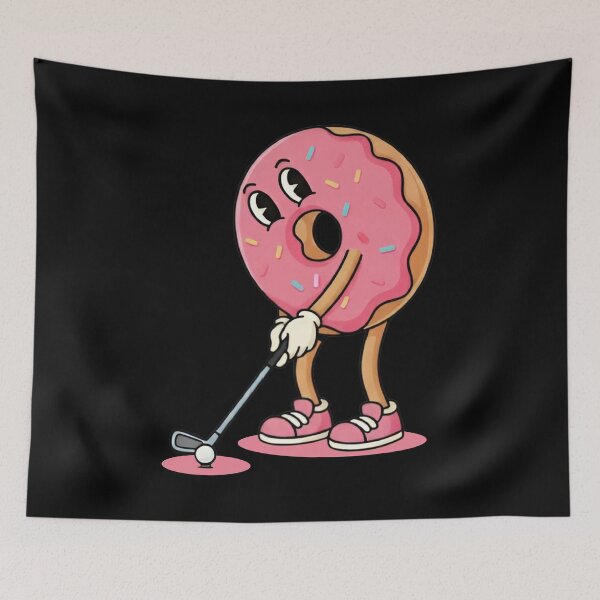 Item preview, Cute Donut Golf Player – Pink Icing Cartoon Donut Character Playing Golf designed and sold by LashondaGreen89.