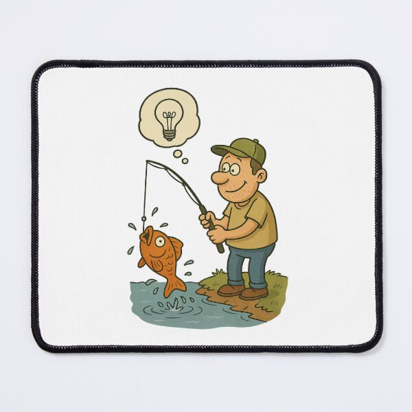 Item preview, “I Caught an Idea!” – Funny Fisherman Cartoon designed and sold by MeixGraphics.