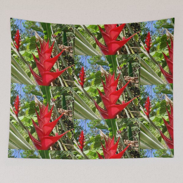 Item preview, Red Heliconia Flower in Tropical Garden designed and sold by TrisaThyme.