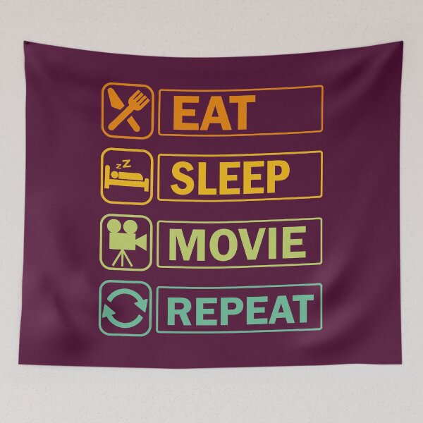 Item preview,  Eat Sleep Movie Repeat. Funny Movie Quote, Film Buff, Movie Lovers designed and sold by DesignHouse07.