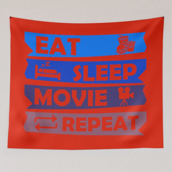 Item preview, Eat Sleep Movie Repeat, Funny Movie Quote, Film Buff, Movie Buff Gift Idea designed and sold by DesignHouse07.