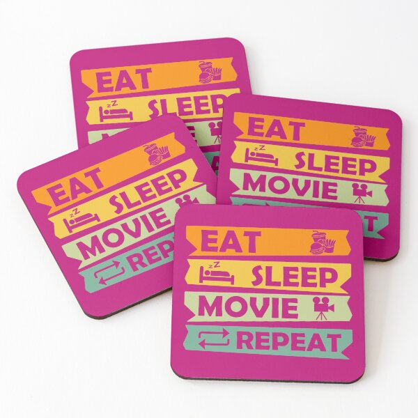 Item preview,  Eat Sleep Movie Repeat, Funny Movie Quote, Film Buff, Movie Buff Gift Idea designed and sold by DesignHouse07.