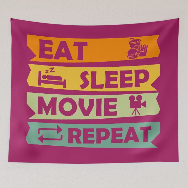 Item preview,  Eat Sleep Movie Repeat, Funny Movie Quote, Film Buff, Movie Buff Gift Idea designed and sold by DesignHouse07.
