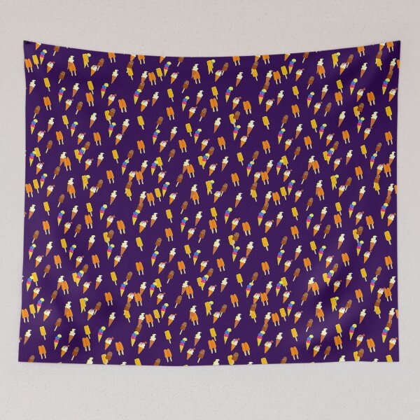 Item preview, Ice cream cornets and ice lollies on a dark purple background. designed and sold by claireseyeview.