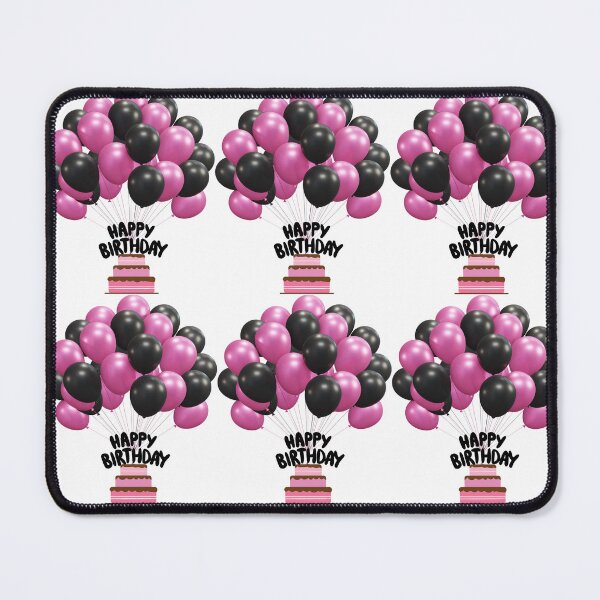 Item preview, Chic Pink and Black Birthday Bash Design - Trendy Happy Birthday Cake & Balloons Art designed and sold by VibranPalette.