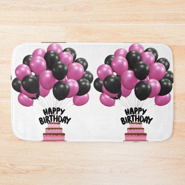 Item preview, Chic Pink and Black Birthday Bash Design - Trendy Happy Birthday Cake & Balloons Art designed and sold by VibranPalette.