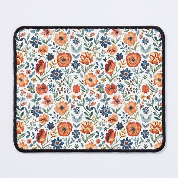 Item preview, Blue and Orange Floral Pattern designed and sold by jugglingelephant.