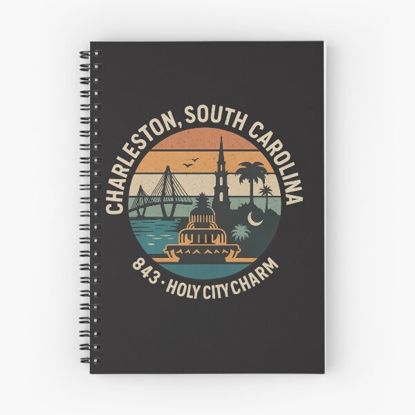 Item preview, Charleston, South Carolina – 843 Holy City Charm Retro Skyline designed and sold by Laughprints.