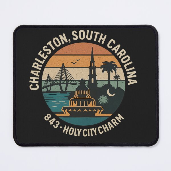Item preview, Charleston, South Carolina – 843 Holy City Charm Retro Skyline designed and sold by Laughprints.