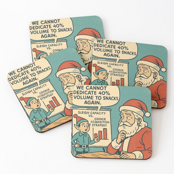 Item preview, Cozy Christmas Humor – Sleigh Snack Capacity Meeting – Gift for Office Friend – Retro Comics • Vintage Halftone designed and sold by JacobKAurumhead.