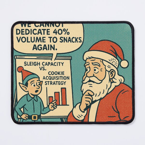 Item preview, Cozy Christmas Humor – Sleigh Snack Capacity Meeting – Gift for Office Friend – Retro Comics • Vintage Halftone designed and sold by JacobKAurumhead.