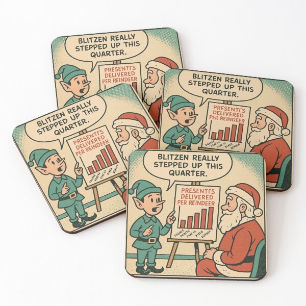 Item preview, Cozy Christmas Humor – Reindeer Performance Review – Gift for Manager – Retro Comics • Vintage Halftone designed and sold by JacobKAurumhead.