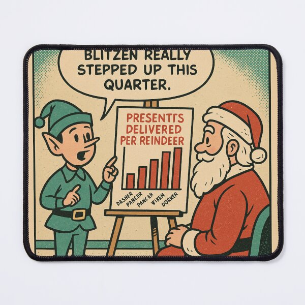 Item preview, Cozy Christmas Humor – Reindeer Performance Review – Gift for Manager – Retro Comics • Vintage Halftone designed and sold by JacobKAurumhead.