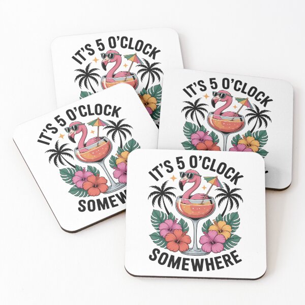 Item preview, It's 5 O'Clock Somewhere Flamingo Beach Vacation Drinking designed and sold by PunkNation-Arts.