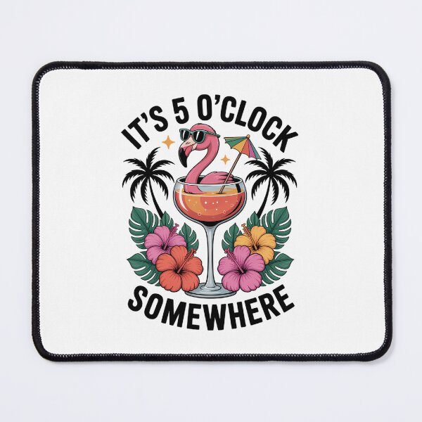 Item preview, It's 5 O'Clock Somewhere Flamingo Beach Vacation Drinking designed and sold by PunkNation-Arts.