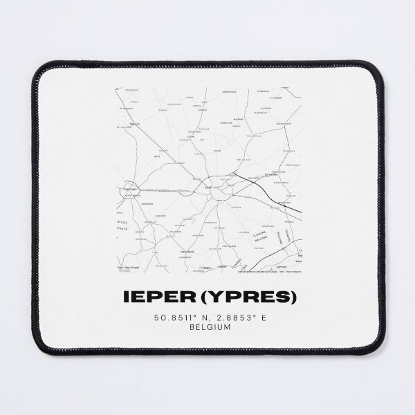 Item preview, Ieper (Ypres) Belgium Map | Minimalist Modern Black and White City Map designed and sold by RM-Journey.