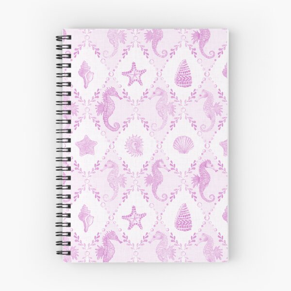 Item preview, Seahorse and Seashell Diamond Pattern in Light Pink Coastal Watercolor Pattern designed and sold by KConfetti.