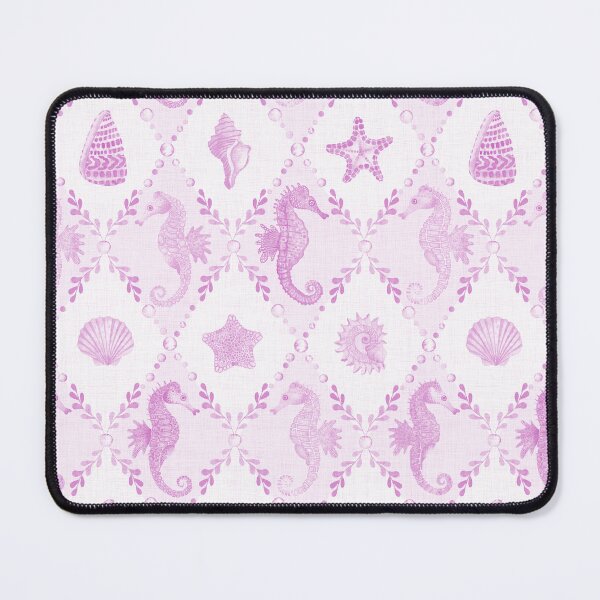 Item preview, Seahorse and Seashell Diamond Pattern in Light Pink Coastal Watercolor Pattern designed and sold by KConfetti.
