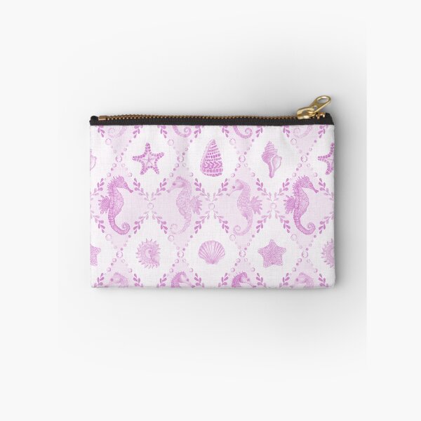 Item preview, Seahorse and Seashell Diamond Pattern in Light Pink Coastal Watercolor Pattern designed and sold by KConfetti.
