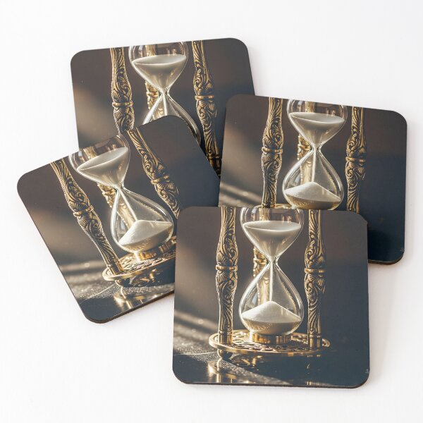 Item preview, Ornate brass hourglass with white sand on a dark surface designed and sold by homydesign.