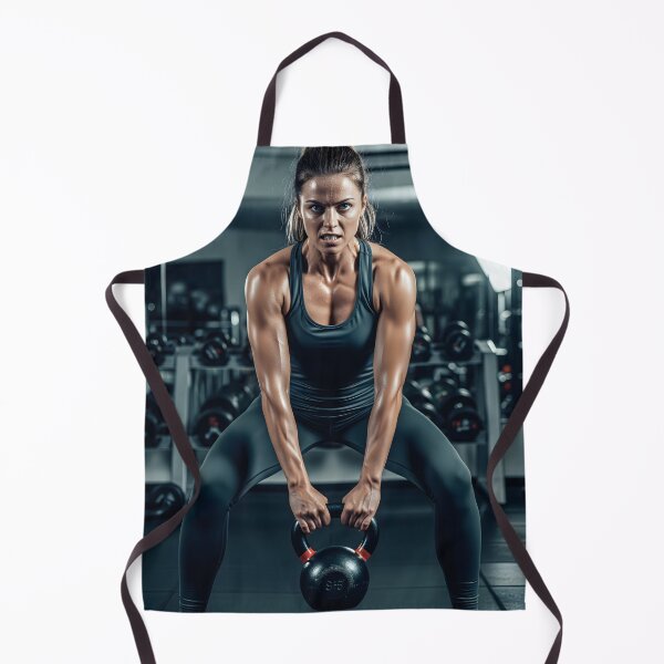 Item preview, Powerful Woman Doing Kettlebell Exercise in a Gym designed and sold by homydesign.