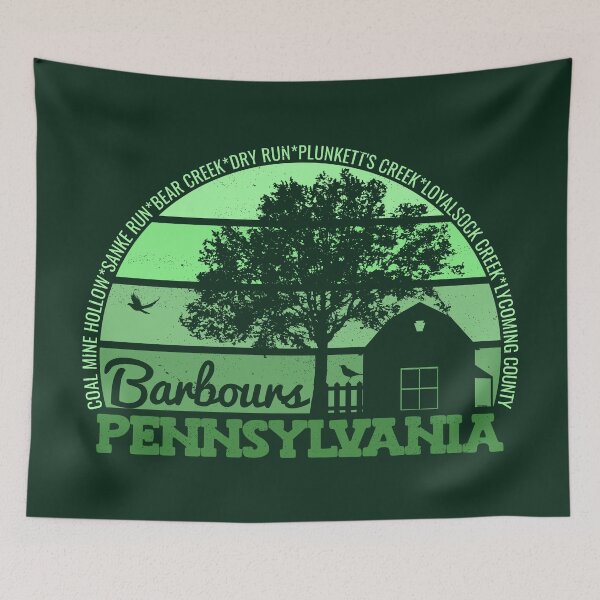 Aperçu de l'œuvre Logo Barbours Pennsylvania Sunset Retro Vintage Local Pride créée et vendue par CRHPOD20.