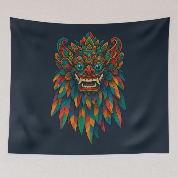 Item preview, Balinese Mythical Guardian Mask – Rainbow Spirit of Protection designed and sold by Aumho13.