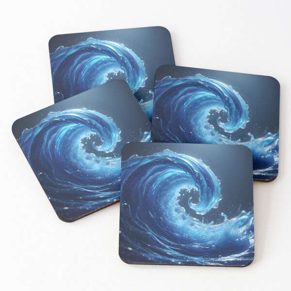 Item preview, Stylized powerful ocean wave of clear blue liquid designed and sold by homydesign.