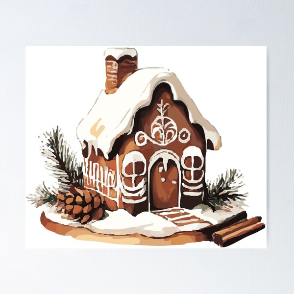 Item preview, Gingerbread Cottage Rustic Christmas Holiday Art by Anne Brooke Art designed and sold by Anne Brooke Art.