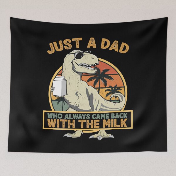 Item preview, Just a Dad Who Always Came Back with the Milk - T-Rex Dino Retro Shirt designed and sold by LarryMBrown.