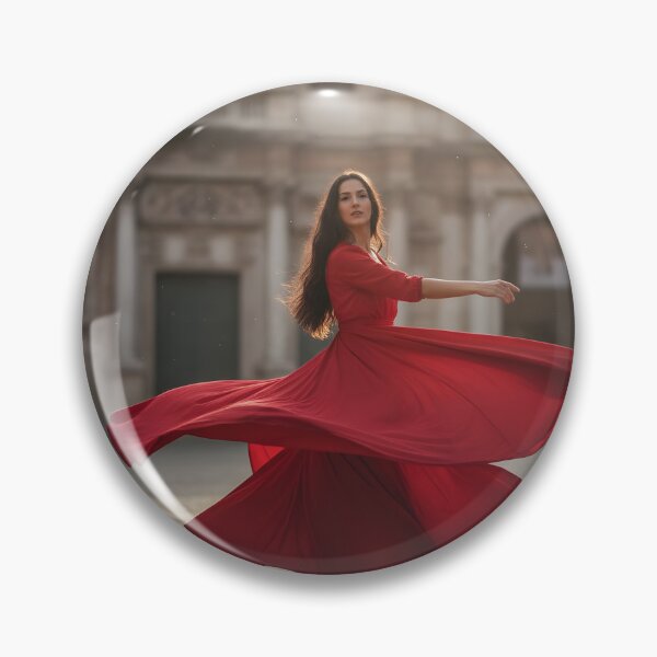 Item preview, Woman in Red Dress Twirling in a European Square designed and sold by homydesign.