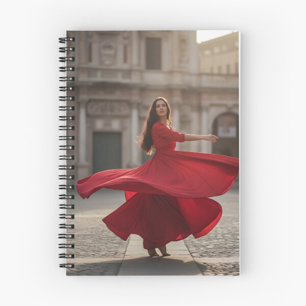 Item preview, Woman in Red Dress Twirling in a European Square designed and sold by homydesign.
