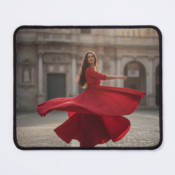 Item preview, Woman in Red Dress Twirling in a European Square designed and sold by homydesign.