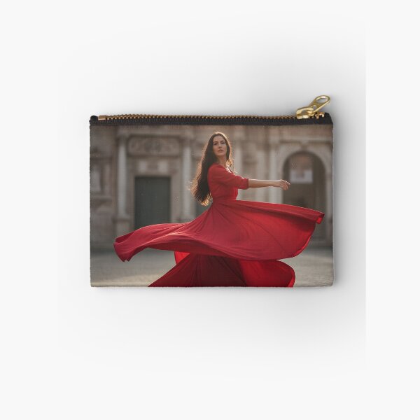 Item preview, Woman in Red Dress Twirling in a European Square designed and sold by homydesign.