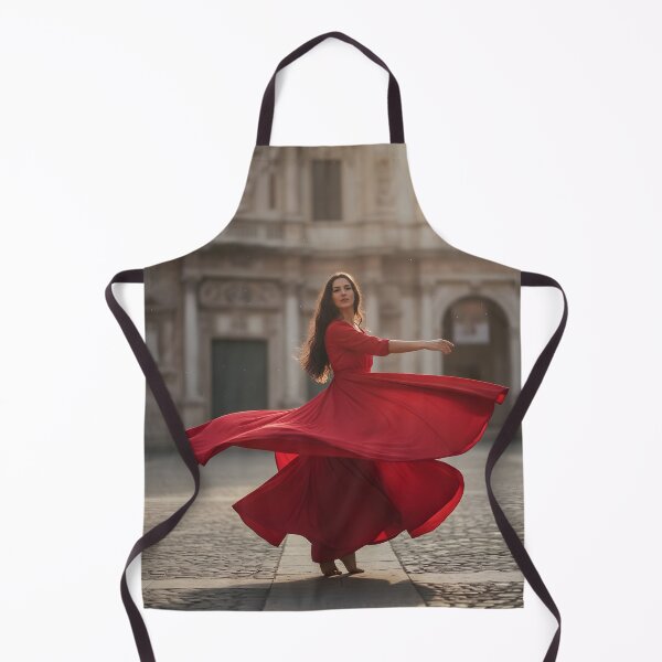 Item preview, Woman in Red Dress Twirling in a European Square designed and sold by homydesign.