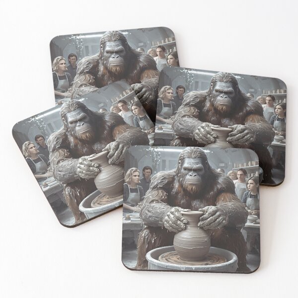 Item preview, Bigfoot Pottery Class Design | Funny Cryptid Romance Art Print | Whimsical Meme Wall Decor for Couples & Indie Aesthetic Fans designed and sold by ShopAyejaeys.
