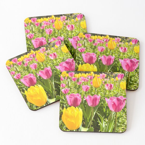 Item preview, Pink and Yellow Tulip Field Under Spring Sunlight designed and sold by Be Captured by Brittany Emma.