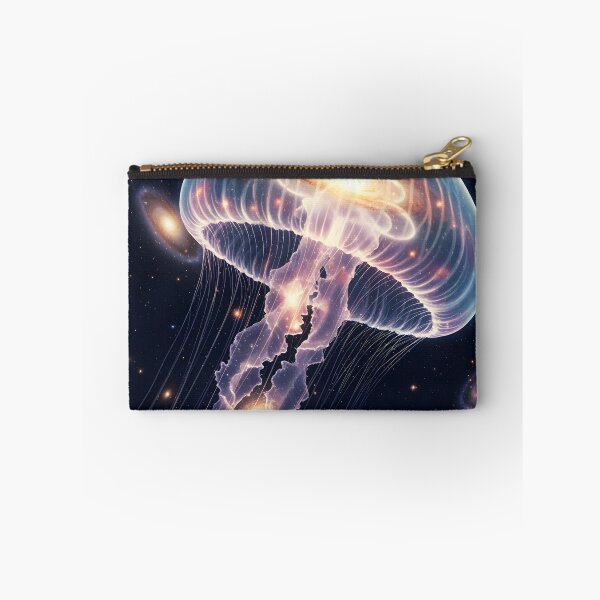 Item preview, A translucent, glowing jellyfish drifts through a starry cosmos with galaxies within its form and surrounding it designed and sold by homydesign.