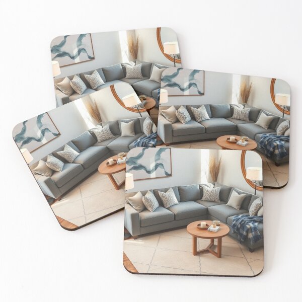 Item preview, Cozy Modern Living Room | Grey Sectional, Abstract Art & Warm Wood Accents designed and sold by Vida e Arte.