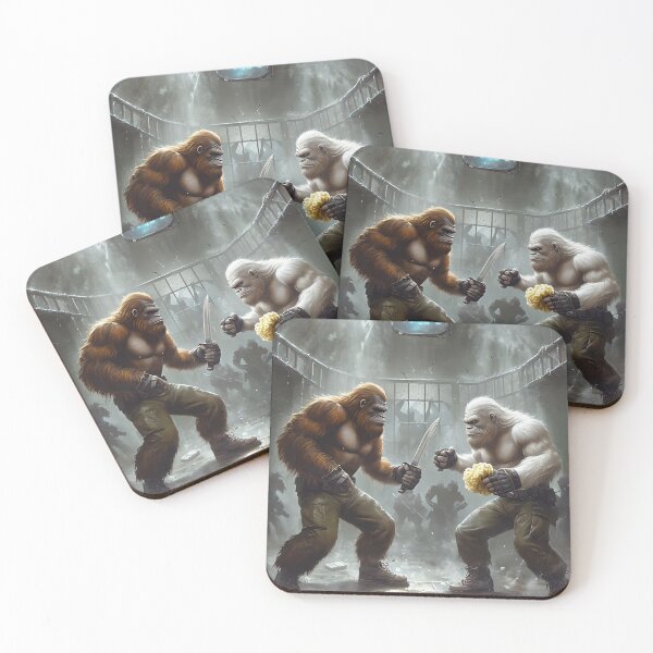 Item preview, Bigfoots in the Gulag Design | Hyper-Realistic Cryptid Battle Art Print | Dark Meme Wall Decor for Gamers & Halloween Fans designed and sold by ShopAyejaeys.