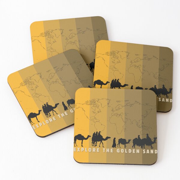 Item preview, ​Ancient Silk Road Caravan - Explore The Golden Sand Vintage Map Art designed and sold by Akarshani  Rumeshika.