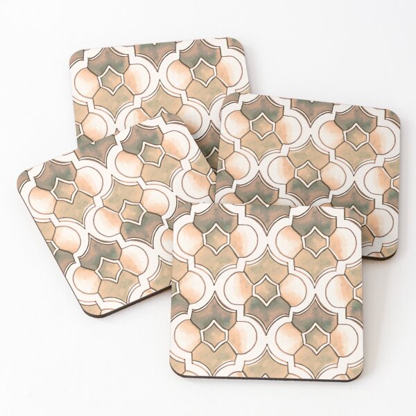 Item preview, Elegant Peach Art Deco Watercolor Quatrefoil Geometric Pattern designed and sold by TackyTime.
