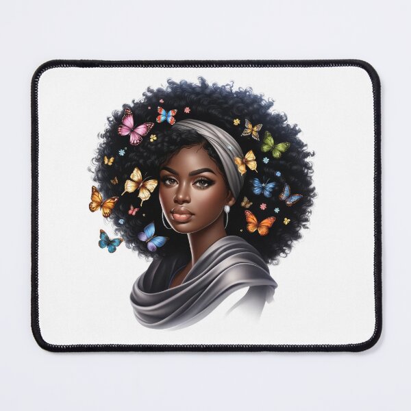 Item preview, Graceful Black Woman with Butterflies in Silver Elegance designed and sold by Lulunza.