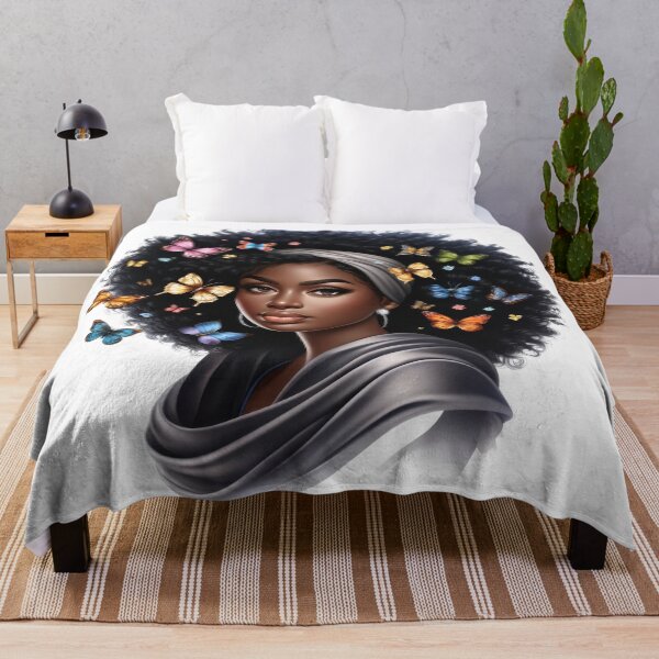 Item preview, Graceful Black Woman with Butterflies in Silver Elegance designed and sold by Lulunza.