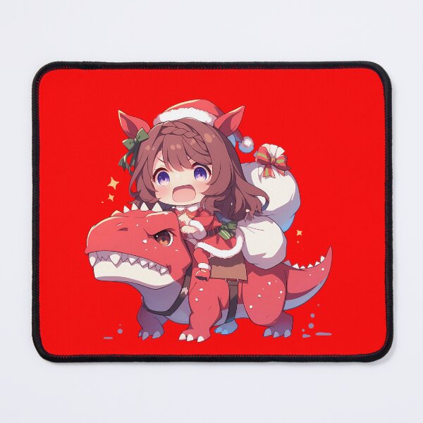 Item preview, Super Creek Riding Santa Dinosaur Uma Musume Pretty Derby Anime Chibi designed and sold by TorbenKuhano.