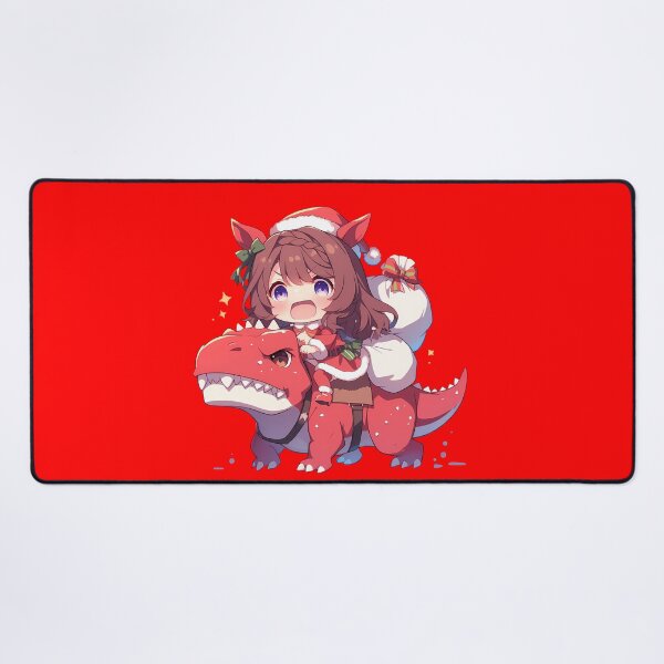 Item preview, Super Creek Riding Santa Dinosaur Uma Musume Pretty Derby Anime Chibi designed and sold by TorbenKuhano.